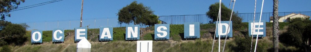 Sign welcoming visitors to Oceanside CA